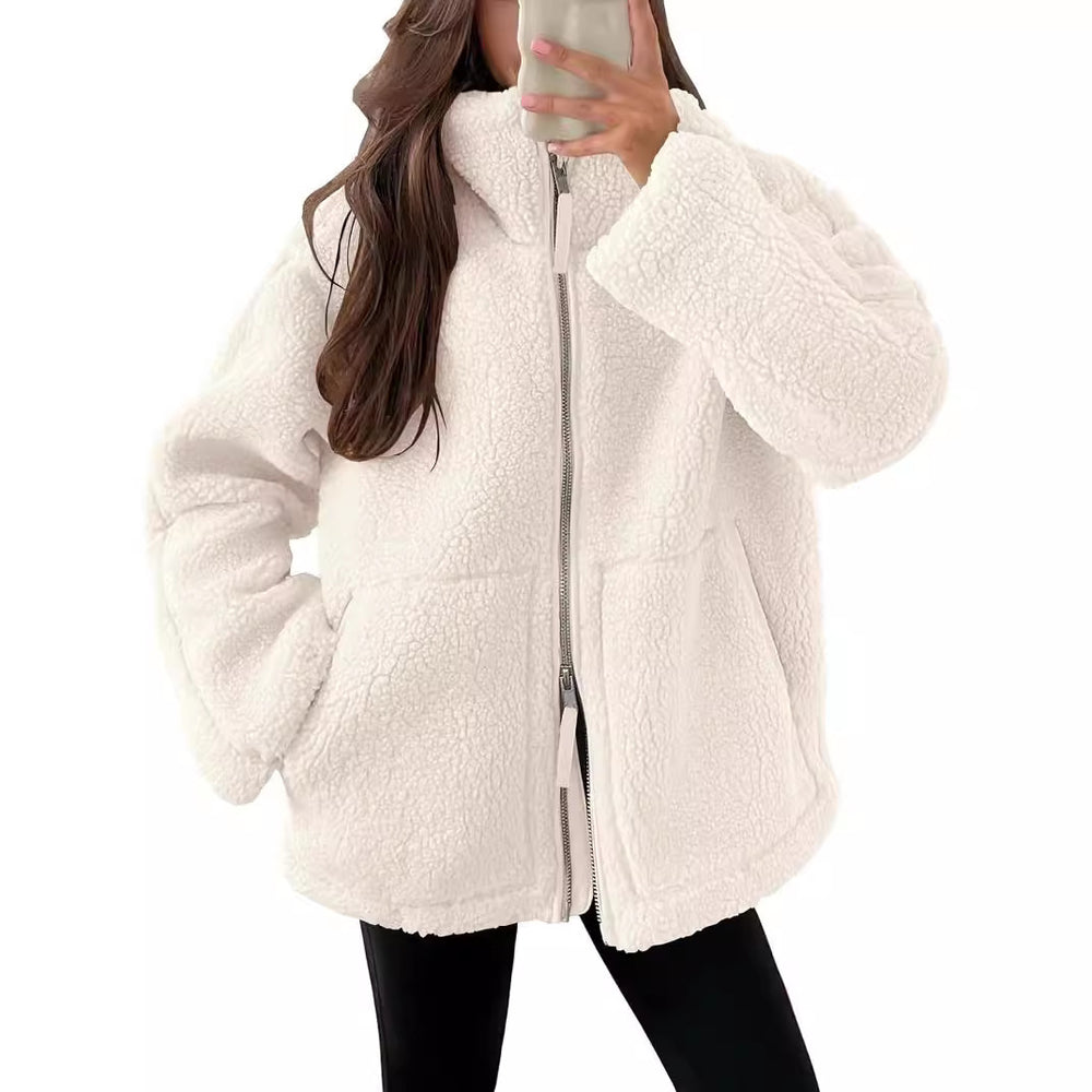 
                  
                    Winter Lapel Zip-up Coat With Pockets Casual Fashion Solid Fleece Jacket Fall Spring Long Sleeve Women's Clothing
                  
                